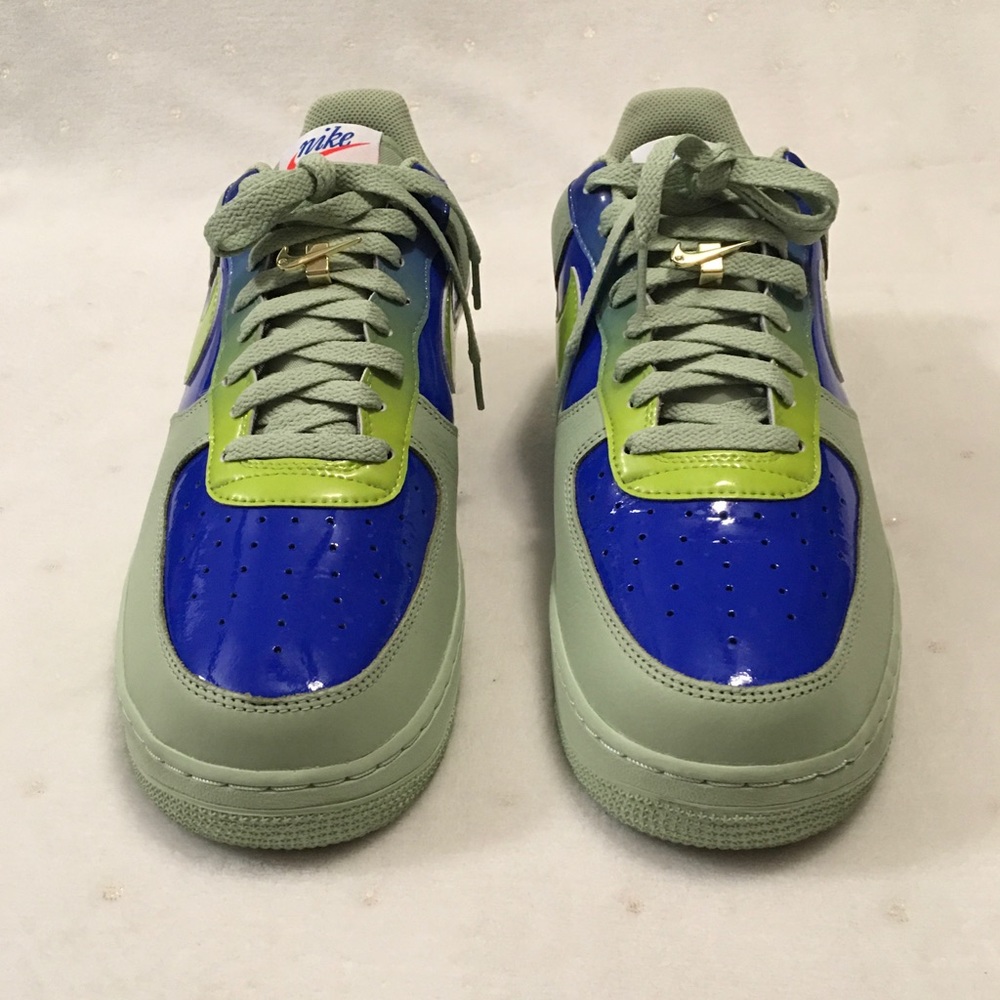 Nike By You iD Air Force 1 Low Custom Ombre Blue Green Patent Men Size 12 - Picture 5 of 13